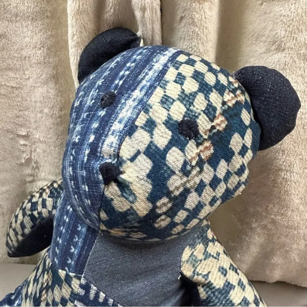 Pottery Barn Nelson Patchwork Teddy Shaped Pillow Plush Stuffed Animal NWT NEW
